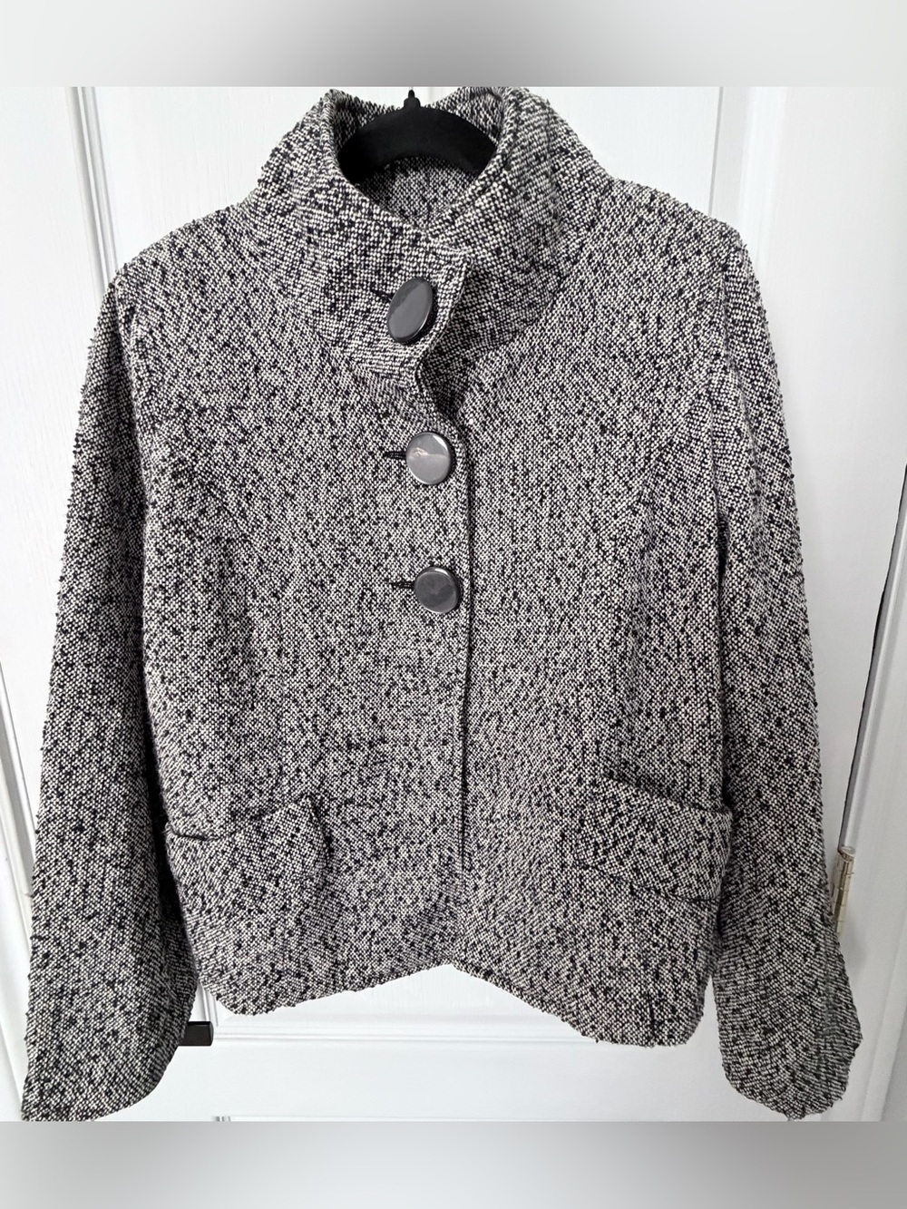 mac & jac Black and White Tweed Button-Front Jacket